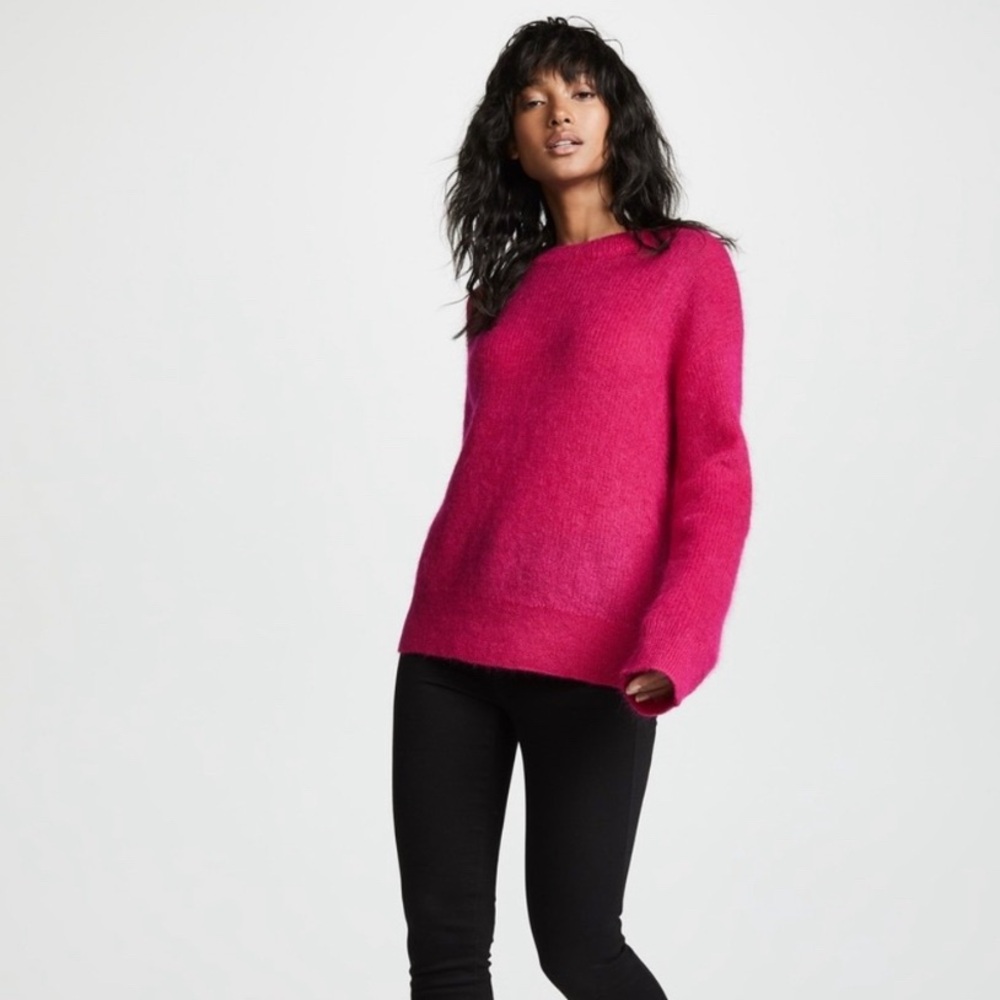 A.L.C. Pink Magenta Super Kid Mohair Crewneck Soft Warm Chunky Sweater Small